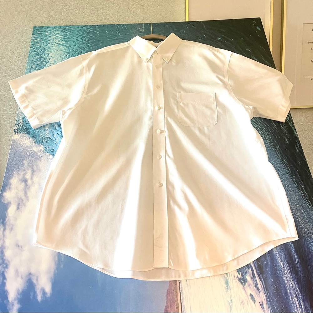 Roundtree & Yorke Gold Label White Collared Button-Down Short Sleeve Shirt XL